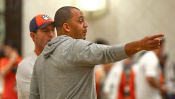 The CFP practice for Clemson was moved to their hotel the Hilton Riverside. The practice took place on Jan. 11. Clemson will play LSU for the 2020 College Football Playoff National Championship at 8 p.m. ET on Monday, Jan. 13, in New Orleans. Clemson football co-offensive coordinator Tony Elliott on the field.0111 Clemson Football Practice Alex 7