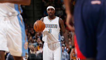 DENVER, CO - MARCH 11: Ty Lawson #3 of the Denver Nuggets controls the ball against the Atlanta Hawks at Pepsi Center on March 11, 2015 in Denver, Colorado. The Nuggets defeated the Hawks 115-102. NOTE TO USER: User expressly acknowledges and agrees that, by downloading and or using this photograph, User is consenting to the terms and conditions of the Getty Images License Agreement. (Photo by Doug Pensinger/Getty Images)