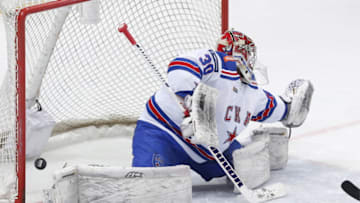 MOSCOW, RUSSIA NOVEMBER 9, 2016: SKA St Petersburgs goaltender Igor Shestyorkin concedes a goal in their 2016/17 KHL Regular Season ice hockey match against Dynamo Moscow at the VTB Ice Palace. SKA won the game 2-3. Mikhail Japaridze/TASS (Photo by Mikhail JaparidzeTASS via Getty Images)