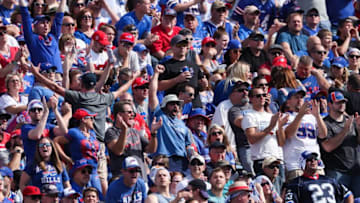 ORCHARD PARK, NY - OCTOBER 22: Buffalo Bills fans cheer during the first quarter of an NFL game against the Tampa Bay Buccaneers on October 22, 2017 at New Era Field in Orchard Park, New York. (Photo by Tom Szczerbowski/Getty Images)