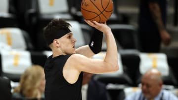 Jun 4, 2023; Denver, CO, USA; Miami Heat guard Tyler Herro (14) warms up before game two against the Denver Nuggets in the 2023 NBA Finals at Ball Arena. Mandatory Credit: Isaiah J. Downing-USA TODAY Sports