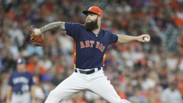Free agent LHP Dallas Keuchel, whom should be re-signed by the Houston Astros (Photo by Bob Levey/Getty Images)