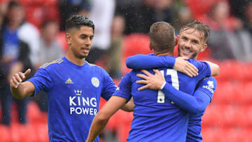 Ayoze Perez, James Maddison, Marc Albrighton (Photo by Michael Regan/Getty Images)