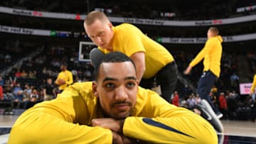 SALT LAKE CITY, UT - OCTOBER 18: Trey Lyles #7 of the Denver Nuggets gets massaged before the game against the Utah Jazz on October 18, 2017 at vivint.SmartHome Arena in Salt Lake City, Utah. NOTE TO USER: User expressly acknowledges and agrees that, by downloading and or using this Photograph, User is consenting to the terms and conditions of the Getty Images License Agreement. Mandatory Copyright Notice: Copyright 2017 NBAE (Photo by Garrett Ellwood/NBAE via Getty Images)