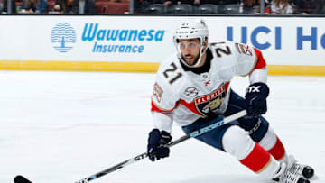 ANAHEIM, CA - MARCH 17: Vincent Trocheck #21 of the Florida Panthers skates during the game against the Anaheim Ducks on March 17, 2019 at Honda Center in Anaheim, California. (Photo by Debora Robinson/NHLI via Getty Images)