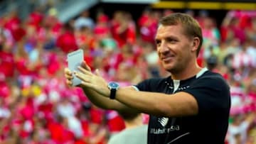 Jul 27, 2014; Chicago, IL, USA; Liverpool coach Brendan Rodgers prior to a match against Olympiacos at Soldier Field. Mandatory Credit: Guy Rhodes-USA TODAY Sports