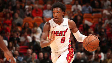 MIAMI, FL - OCTOBER 29: Josh Richardson #0 of the Miami Heat handles the ball against the Sacramento Kings on October 29, 2018 at American Airlines Arena in Miami, Florida. NOTE TO USER: User expressly acknowledges and agrees that, by downloading and or using this Photograph, user is consenting to the terms and conditions of the Getty Images License Agreement. Mandatory Copyright Notice: Copyright 2018 NBAE (Photo by Issac Baldizon/NBAE via Getty Images)