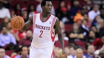 Oct 16, 2013; Houston, TX, USA; Houston Rockets point guard Patrick Beverley (2) dribbles against the Orlando Magic during the second half at Toyota Center. The Rockets won 108-104. Mandatory Credit: Thomas Campbell-USA TODAY Sports
