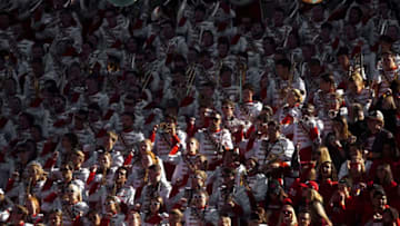 LINCOLN, NE - OCTOBER 27: Members of the Corn Husker Marching Band performs during the game between the Bethune-Cookman Wildcats and the Nebraska Cornhuskers on Saturday October 27, 2018 at Memorial Stadium in Lincoln, Nebraska. (Photo by Nick Tre. Smith/Icon Sportswire via Getty Images)