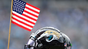 Oct 6, 2019; Charlotte, NC, USA; Jacksonville Jaguars helmet in the third quarter at Bank of America Stadium. Mandatory Credit: Bob Donnan-USA TODAY Sports