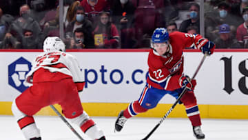 Oct 21, 2021; Montreal, Quebec, CAN; Montreal Canadiens Cole Caufield Mandatory Credit: Eric Bolte-USA TODAY Sports