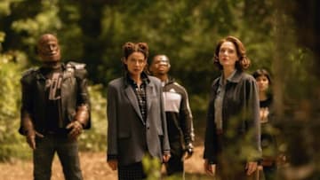 (L-R) Brendan Fraser, Michelle Gomez, Joivan Wade, April Bowlby, Dianne Guerrero in Doom Patrol Season 3, Episode 7 -- Photograph by Bob Mahoney/HBO Max