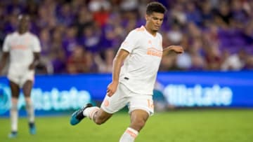 ORLANDO, FL - AUGUST 23: Atlanta United defender Miles Robinson (12) during the MLS soccer match between the Orlando City SC and Atlanta United on August 23, 2019 at Explorer Stadium in Orlando, FL. (Photo by Andrew Bershaw/Icon Sportswire via Getty Images)