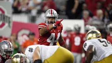 Sep 3, 2022; Columbus, Ohio, USA; Ohio State Buckeyes defensive end J.T. Tuimoloau (44) during the NCAA football game between Ohio State Buckeyes and Notre Dame Fighting Irish at Ohio Stadium.