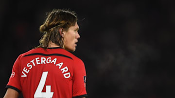 SOUTHAMPTON, ENGLAND - JANUARY 16: Jannik Vestergaard of Southamptonduring the FA Cup Third Round Replay match between Southampton FC and Derby County at St Mary's Stadium on January 16, 2019 in Southampton, United Kingdom. (Photo by Mike Hewitt/Getty Images)