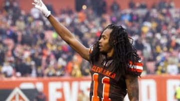 Jan 3, 2016, Cleveland, OH, USA; Cleveland Browns wide receiver Travis Benjamin (11) waves to fans prior to the game against the Pittsburgh Steelers at FirstEnergy Stadium. Mandatory Credit: Scott R. Galvin-USA TODAY Sports