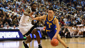 GREENSBORO, NORTH CAROLINA - MARCH 10: Trey McGowens #2 of the Pittsburgh Panthers drives to the basket against Chaundee Brown #23 of the Wake Forest Demon Deacons during their game in the first round of the 2020 Men's ACC Basketball Tournament at Greensboro Coliseum on March 10, 2020 in Greensboro, North Carolina. (Photo by Jared C. Tilton/Getty Images)