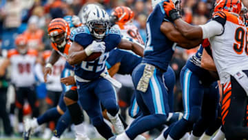 NASHVILLE, TN - NOVEMBER 12: Running Back Demarco Murray #29 of the Tennessee Titans carries the ball against the Cincinnati Bengals at Nissan Stadium on November 12, 2017 in Nashville, Tennessee. (Photo by Wesley Hitt/Getty Images)