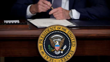 WASHINGTON, DC - JUNE 17: U.S. President Joe Biden prepares to sign the Juneteenth National Independence Day Act into law in the East Room of the White House on June 17, 2021 in Washington, DC. The Juneteenth holiday marks the end of slavery in the United States and the Juneteenth National Independence Day will become the 12th legal federal holiday — the first new one since Martin Luther King Jr. Day was signed into law in 1983. (Photo by Drew Angerer/Getty Images)