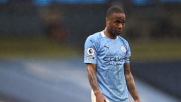 MANCHESTER, ENGLAND - MAY 08: A dejected Raheem Sterling of Manchester City during the Premier League match between Manchester City and Chelsea at Etihad Stadium on May 8, 2021 in Manchester, United Kingdom. Sporting stadiums around the UK remain under strict restrictions due to the Coronavirus Pandemic as Government social distancing laws prohibit fans inside venues resulting in games being played behind closed doors. (Photo by Matthew Ashton - AMA/Getty Images)