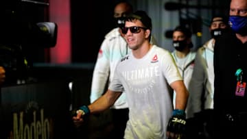 LAS VEGAS, NEVADA - DECEMBER 19: In this UFC handout, Cody Durden makes the walk to the Octagon before his flyweight bout during the UFC Fight Night event at UFC APEX on December 19, 2020 in Las Vegas, Nevada. (Photo by Cooper Neill/Zuffa LLC via Getty Images)