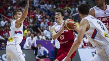 4th September 2017, Fenerbahce Arena, Istanbul, Turkey; FIBA Eurobasket Group D; Serbia versus Turkey; Small Forward Cedi Osman of Turkey drives to the basket during the match (Photo by Nikola Krstic/Action Plus via Getty Images)