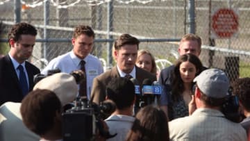 L to R, Luke Kirby, Clayne Crawford, Aden Young, J. Smith-Cameron, Bruce McKinnon, and Abigail Spencer in the Sundance Channel original series 'Rectify' - Photo Credit: Annette Brown