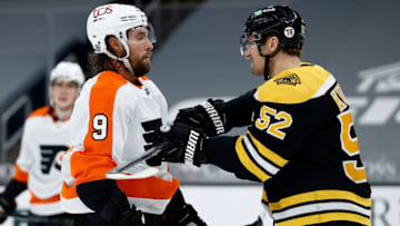Sean Kuraly, Boston Bruins and Ivan Provorov, Philadelphia Flyers (Photo by Maddie Meyer/Getty Images)