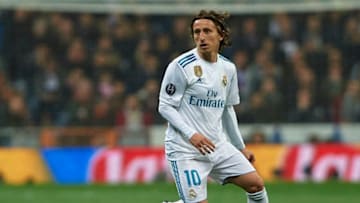 MADRID, SPAIN - APRIL 11: Luka Modric of Real Madrid in action during the UEFA Champions League Quarter Final Second Leg match between Real Madrid and Juventus at Estadio Santiago Bernabeu on April 11, 2018 in Madrid, Spain. (Photo by Quality Sport Images/Getty Images)