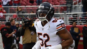 SANTA CLARA, CA - DECEMBER 23: Khalil Mack #52 of the Chicago Bears runs onto the field prior to their NFL game against the San Francisco 49ers at Levi's Stadium on December 23, 2018 in Santa Clara, California. (Photo by Thearon W. Henderson/Getty Images)