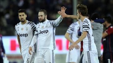 CAGLIARI, ITALY - FEBRUARY 12: Gonzalo Higuain of Juventus at the end of the Serie A match between Cagliari Calcio and Juventus FC at Stadio Sant'Elia on February 12, 2017 in Cagliari, Italy. (Photo by Enrico Locci/Getty Images)