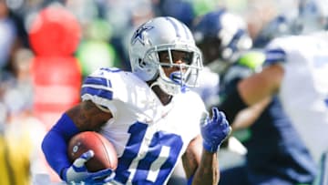 Sep 23, 2018; Seattle, WA, USA; Dallas Cowboys wide receiver Tavon Austin (10) rushes on an end-around play against the Seattle Seahawks during the first quarter at CenturyLink Field. Mandatory Credit: Joe Nicholson-USA TODAY Sports