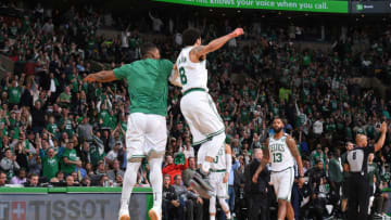 BOSTON, MA - APRIL 17: Shane Larkin #8 of the Boston Celtics reacts to a play against the Milwaukee Bucks in Game Two of Round One of the 2018 NBA Playoffs on April 17, 2018 at TD Garden in Boston, Massachusetts. NOTE TO USER: User expressly acknowledges and agrees that, by downloading and or using this Photograph, user is consenting to the terms and conditions of the Getty Images License Agreement. Mandatory Copyright Notice: Copyright 2018 NBAE (Photo by Brian Babineau/NBAE via Getty Images)
