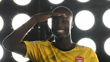 ST ALBANS, ENGLAND - AUGUST 07: Nicolas Pepe of Arsenal during the Arsenal Media Day at London Colney on August 07, 2019 in St Albans, England. (Photo by David Price/Arsenal FC via Getty Images)