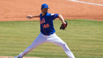 PORT ST. LUCIE, FLORIDA - MARCH 27: Jacob deGrom #48 of the New York Mets throws a pitch during the second inning of the Spring Training game against the St. Louis Cardinals at Clover Park on March 27, 2022 in Port St. Lucie, Florida. (Photo by Eric Espada/Getty Images)