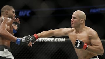 December 19, 2015; Orlando, FL, USA; Junior Dos Santos moves in with a punch against Alistair Overeem during UFC Fight Night at Amway Center. Mandatory Credit: Reinhold Matay-USA TODAY Sports