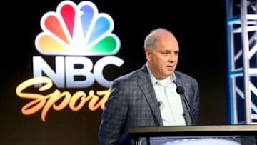 PASADENA, CA - JANUARY 09: SVP of Communications, NBC Sports Group, Greg Hughes speaks onstage during the NBCUniversal portion of the 2018 Winter Television Critics Association Press Tour at The Langham Huntington, Pasadena on January 9, 2018 in Pasadena, California. (Photo by Frederick M. Brown/Getty Images)