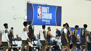 CHICAGO, ILLINOIS - MAY 16: Players shake hands following a game during Day One of the NBA Draft Combine at Quest MultiSport Complex on May 16, 2019 in Chicago, Illinois. NOTE TO USER: User expressly acknowledges and agrees that, by downloading and or using this photograph, User is consenting to the terms and conditions of the Getty Images License Agreement. (Photo by Stacy Revere/Getty Images)