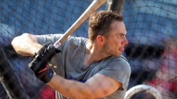 Sep 11, 2013; New York, NY, USA; New York Mets injured third baseman David Wright (5) takes batting practice before a game against the Washington Nationals at Citi Field. Mandatory Credit: Brad Penner-USA TODAY Sports