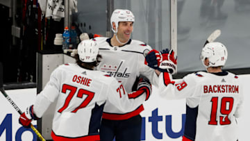 Zdeno Chara, Nicklas Backstrom, T.J. Oshie, Washington Capitals Mandatory Credit: Winslow Townson-USA TODAY Sports