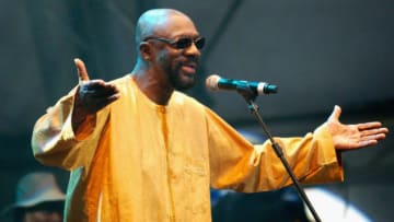 EASTNOR, ENGLAND - AUGUST 5: Isaac Hayes performs on the Open Air stage during the third day of the Big Chill music festival at Eastnor Castle Deer Park in the Malvern Hills on August 5, 2007 in Herefordshire, England. (Photo by Jim Dyson/Getty Images)