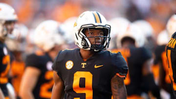 Tennessee wide receiver Jimmy Calloway (9) during a football game against the Georgia Bulldogs at Neyland Stadium in Knoxville, Tenn. on Saturday, Nov. 13, 2021.Kns Tennessee Georgia Football Bp