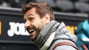 SWANSEA, WALES - MARCH 17: Fernando Llorente of Tottenham Hotspur smiles as he arrives prior to The Emirates FA Cup Quarter Final match between Swansea City and Tottenham Hotspur at Liberty Stadium on March 17, 2018 in Swansea, Wales. (Photo by Catherine Ivill/Getty Images)