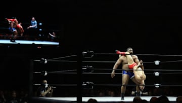 LONDON, ENGLAND - MAY 07: Keith Lee of the USA fights Zack Sabre Jr of Great Britain during the Progress Wrestling Super Strong Style 16 at Alexandra Palace on May 7, 2018 in London, England. (Photo by Bryn Lennon/Getty Images)