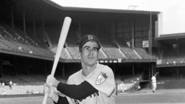 PHILADELPHIA - 1951: Infielder Johnny Pesky, of the Boston Red Sox, poses for a portrait prior to a game in 1951 against the Philadelphia A's at Shibe Park in Philadelphia, Pennsylvania. (Photo by: Kidwiler Collection/Diamond Images/Getty Images)
