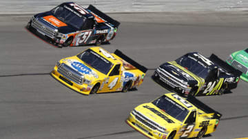 DAYTONA, FL - FEBRUARY 15: General action during practice for the NextEra Energy Resources 250 NASCAR Camping World Truck Series race on February 15, 2018, at the Daytona International Speedway in Daytona Beach, FL. (Photo by David J. Griffin/Icon Sportswire via Getty Images)