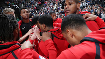 SALT LAKE CITY, UT - JANUARY 12: The Chicago Bulls huddles before the game against the Utah Jazz on January 12, 2019 at Vivint Smart Home Arena in Salt Lake City, Utah. Copyright 2019 NBAE (Photo by Melissa Majchrzak/NBAE via Getty Images)