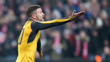 MUNICH, GERMANY - FEBRUARY 15: Shkodran Mustafi of Arsenal reacts during the UEFA Champions League Round of 16 first leg match between FC Bayern Muenchen and Arsenal FC at Allianz Arena on February 15, 2017 in Munich, Germany. (Photo by Boris Streubel/Getty Images)