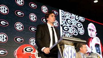 Georgia quarterback JT Daniels addresses the media during SEC Media Days at the Hyatt Regency in Hoover, Ala., Tuesday, July 20, 2021. [Staff Photo/Gary Cosby Jr.]Sec Media Days Georgia