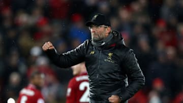 LIVERPOOL, ENGLAND - DECEMBER 16: Jurgen Klopp, Manager of Liverpool celebrates following his sides victory in the Premier League match between Liverpool FC and Manchester United at Anfield on December 16, 2018 in Liverpool, United Kingdom. (Photo by Clive Brunskill/Getty Images)